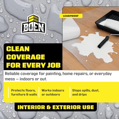 Boen 9X12 Clear Plastic Drop Cloth 12-Pack 1 MIL Waterproof Painters Plastic Sheet Multi-Purpose Protection for Floors, Furniture, Moving & Window Insulation - size: 1 Mil - 12-Pack