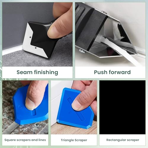 Caulking Tool Caulk Remover Grout Removal Tool Caulk Tool with 3 Glass Glue Corner scrapers - Caulk Remover Tool 3 in 1 caulking Finishing Tools Caulk Tool