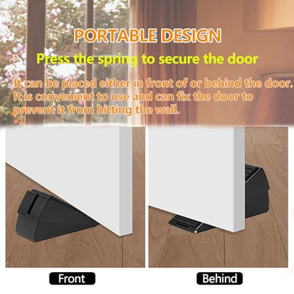 Heavy Duty Door Stopper,3 Inch High Large Adjustable Spring Door Stop,Tall Door Stoppers for Bottom of Doors，Big Wedge Suits Carpet, Tile, Wood, 1 Pack Black