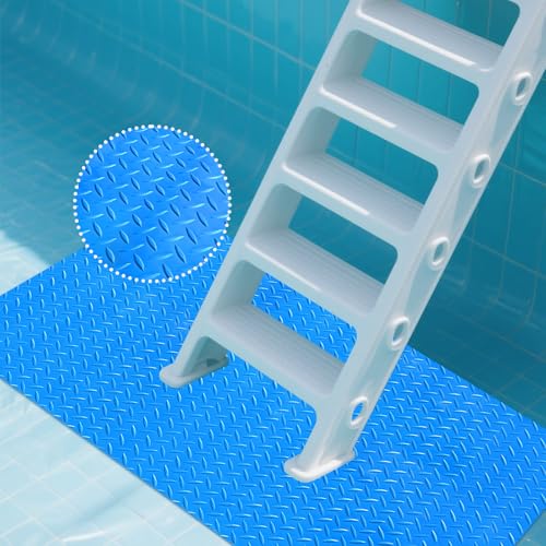 24"x36" Pool Ladder Mat, Protective Non-Slip Pool Step Pad with Texture，Protective Ladder Pad for Above Ground Swimming Pools Liner and Stairs (Blue) - size: 24"x36"
