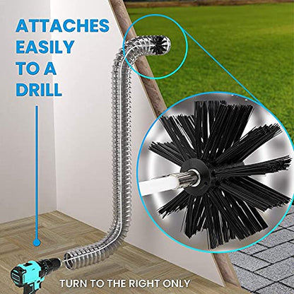 The Professional Dryer Vent Cleaner Kit -(40-Feet) Innovative Lint Remover Reusable Strong Nylon| Flexible Lint Brush with Drill Attachment for Faster Cleaning - size: 40 Feet