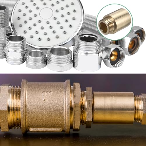 M METERXITY Shower Head Extension Arm, Brass G1/2 Male to Female Extension Pipe Fitting Adapter with PTFE Thread Seal Tape for Shower/Faucet, Pipe Plumbing Coupler 1.39"/35mm 3-Pack - size: 1.39"/35mm