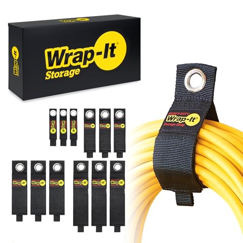 Heavy-Duty Wrap-It Storage Straps (Assorted 12 Pack) - Hanging Extension Cord Organizer for Cable Management and Storage on Garage Wall, RV Gadgets and Appliances - size: Assorted 12-Pack