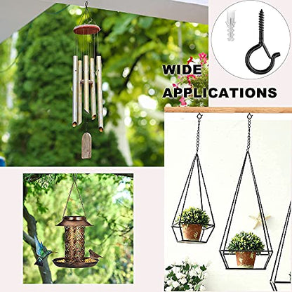 PlusRoc 20 Pack Outdoor Screw Hooks for Hanging Plants String Lights Heavy Duty, 2.2 Inch Eye Hook Screw in Cup Hooks Q-Hanger for Patio Lights, Ceiling Wall Wood Fence Deck Mount(Black) - color: Black