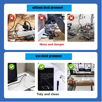 TuTuYa 10PCS Desk Grommet, Desk Grommet 1-3/8 Inch(35mm) Desk Cable Grommet Desk Cable Hole Covers with Hole Saw, Ideal Solution for Office and Home Table Cable (White,1-3/8 Inch) - color: 1-3/8 Inch_35mm White 10PCS