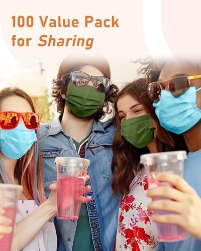 Face Masks Disposable 100 Pack, 4 Ply ASTM Level 3 Medical Grade, Breathable for Adult Outdoor Protection, Individually Wrapped for Home, School & Office, Emerald Ocean - color: Emerald Ocean