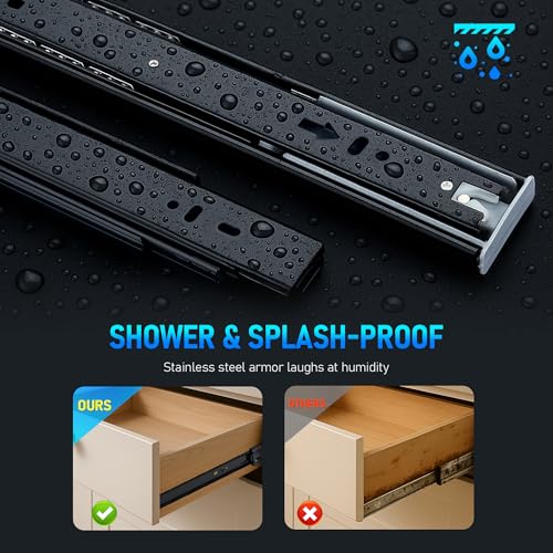 Soft Close Drawer Slides 22 Inch, Full Extension Ball Bearing Heavy Duty Drawer Slides Side Mount for Cabinet (1 Pairs, Black) - size: 22 Inch