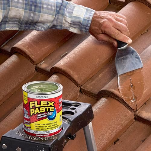 Flex Paste, Waterproof Paintable Putty, Spackle Sealant, Fill Gaps Cracks Holes - Block Out Water and Air - UV Resistant - Walls, Drywall, EPDM, Concrete, Roof, RV Repairs, Clear, Quart - size: Quart