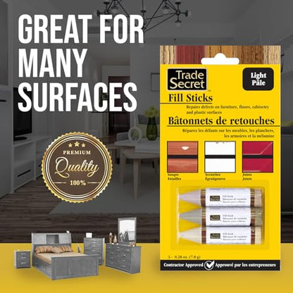Wood Scratch Repair Fill Stick for Light Surfaces (Set of 3), Great for Touch-Ups and Repairs on Hardwoods Floors, Furniture, Cabinets and Plastic Surfaces. - color: Light Tones