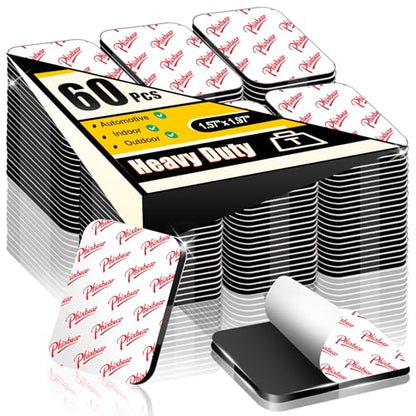 PHIXBEAR 60 Pcs Strong Double Sided Adhesive Pads, Heavy Duty Square Sticky Mounting Foam Tape for Car Décor Wall, 0.12" Thick Black Sticky Pads 1.57x 1.97 - size: 60pcs 1.57"x 1.97"