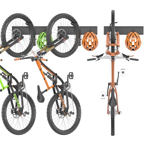 TORACK Wall-Mounted Swivel Bike Rack, Garage Vertical Bike Hangers for 3 Bikes and 3 Helmets Rotating Bike Storage Hooks Holds Up to 300 lbs - style: for 3 bikes