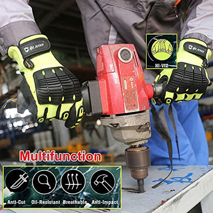 Anti-Vibration Heavy Duty Safety Work Gloves,Cut Resistant Safety Anti Impact Gloves,Excellent Grip. - size: Large (Pack of 1)