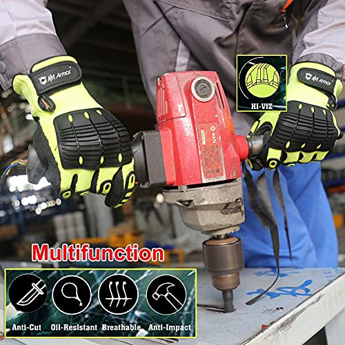 Anti-Vibration Heavy Duty Safety Work Gloves,Cut Resistant Safety Anti Impact Gloves,Excellent Grip. - size: Medium
