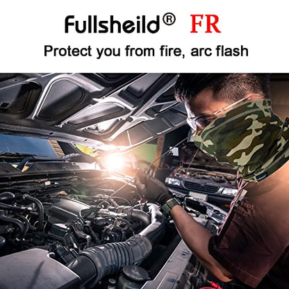 Fullsheild FR Flame Resistant Face Mask Full Cover Neck Gaiter Snood for Welding Hunting Army Military Working - color: Black and Camouflage-2pcs