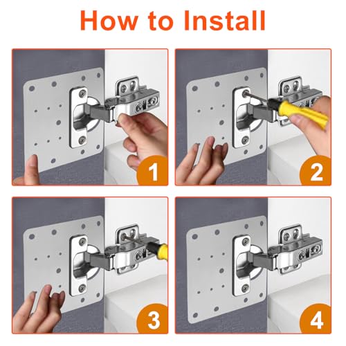 12 PCS Stable Cabinet Hinge Repair Plate Kit, Stainless Steel Brackets Mounting Screws, Protective Repair Board for Kitchen Cabinet, Cupboard Doors and Furniture