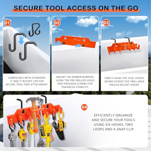 Lineman Tool Board, Bucket Truck Hook Organizer, Bucket Truck Accessories for Lineman, Including Four Hook for Aerial Baskets(Two 3” and Two 2”)
