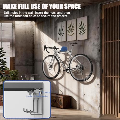 Bike Wall Mount - Horizontal Indoor Bike Rack for Garage Storage - Heavy Duty Bicycle Hanger Hook for Male Cyclists- Space Saving Wall Bike Mount for Road, Mountain and Hybrid Bikes in Garage(Men's)