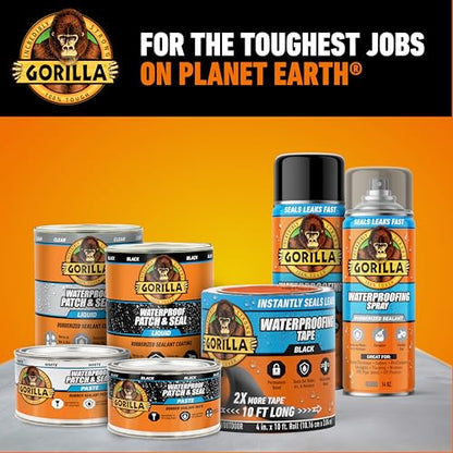 Gorilla Waterproof Patch & Seal Tape, Black Tape, 4" x 10' (Pack of 4) - Permanent Weather Resistant Seal for Leaks and Repairs - size: 4 - Pack