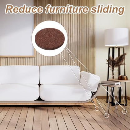 96 Pcs Self-Stick Furniture Round Felt, 3/4" Chair Felt Pads Protect Your Hardwood Floors from Furniture Scratches Moving Your Furnitures Smoothly Noise Reduction for Chairs, Tables, Couches (Brown)