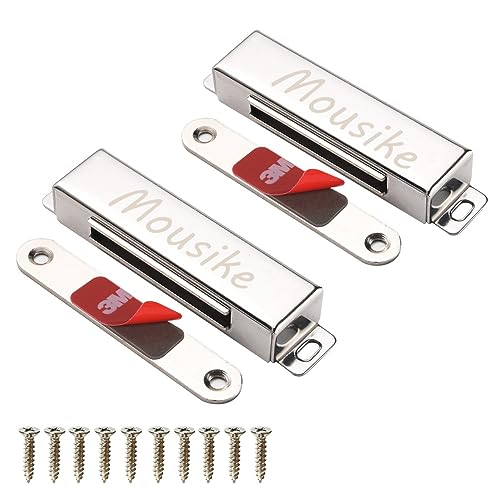 Mousike Magnetic Door Catch，70lb Stainless Steel Cabinet Door Magnets with Strong Magnetic for Kitchen Cupboard Wardrobe Closet Cabinet Door Drawer Latch - color: Silver, size: 70lb-2pack