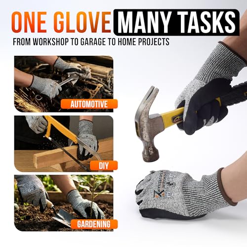 RhyneStone Level A5 Cut Resistant – Safety Work Gloves for Construction, Gardening & Sharp Material Handling - size: Small