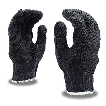 Cordova 3855GS Medium Weight Gloves, Gray, Poly/Cotton Machine Knit, 2-Side PVC Dots, Small, 12-Pack - size: Small