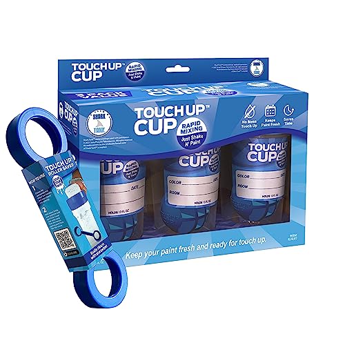 Touch Up Cup Paint Storage Containers and Paint Roller Cleaner Tool, 3 Plastic Painting Cups with Lids, 1 Paint Remover Tool, As Seen On Shark Tank Products - style: 3 Cups + 1 Roller Saver