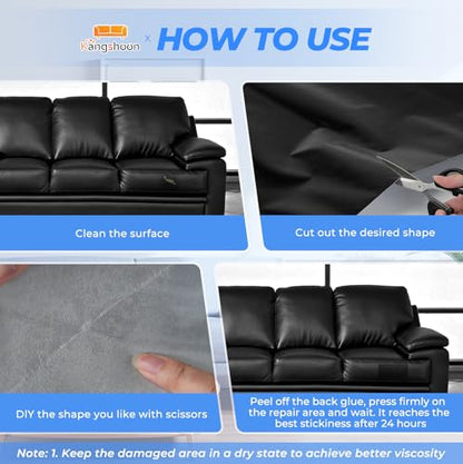 Leather Repair Patches, 3.5X79 Inch Self-Adhesive Leather Repair Tape, Stretch Vinyl Repair Kit for Couch Furniture Sofas Car Seats (Black, 3.5X79 Inch) - color: Glossy Black, size: 3.5X79 Inch