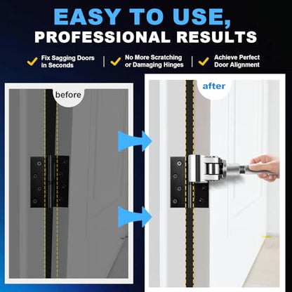 Upgraded Door Hinge Adjustment Tool, Adjustable Hinges Wrench, Stainless Steel Hinge Repair Kit for Sagging Doors