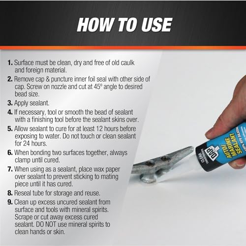 Dap 00694 2.8-Ounce Silicone Rubber Auto/Marine Sealant, Clear - size: 2.8-Ounce