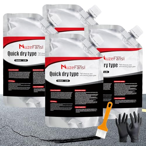 Asphalt Crack Filler, Crack Repair Sealant, Driveway Crack Sealer for Asphalt & Blacktop, Fast-Drying, Weather-Resistant, Easy to Apply Pavement Repair Sealant(4 Pcs,4.4LB) - style: 4 Pcs,4.41LB