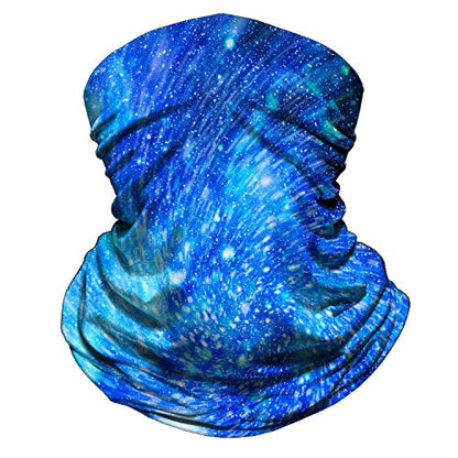 Neck Gaiter Face Mask Reusable, Cloth Face Masks Bandana Balaclava Cover Scarf Shield - color: Galaxy-blue