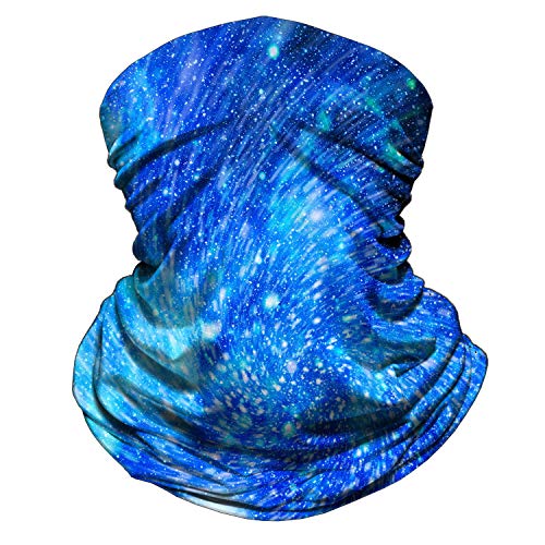 Neck Gaiter Face Mask Reusable, Cloth Face Masks Bandana Balaclava Cover Scarf Shield - color: Galaxy-blue
