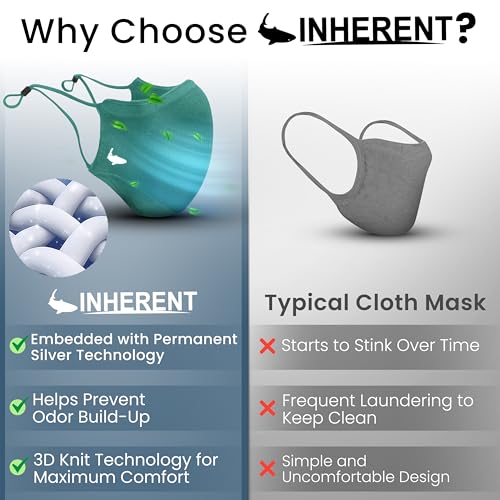 INHERENT Premium Traveler's Face Mask with Anti-Odor SILVERbac | Reusable, Adjustable, Comfortable - style: Green - Large