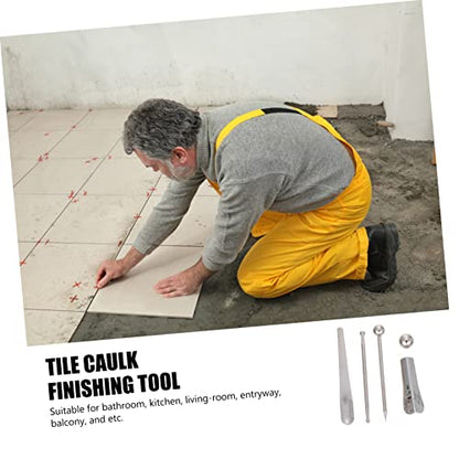 5-Piece Tile Caulk Finishing Tool Set for Grout Removal Waterproof Sealant Tool Sturdy Metal Scraper for Floor and Wall Gaps Repair