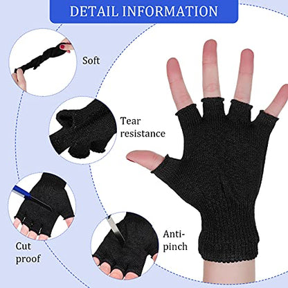 Geyoga 2 Pair Cut Resistant Half Finger Protection Gloves for Home Use (Grey and Black) - color: Grey and Black