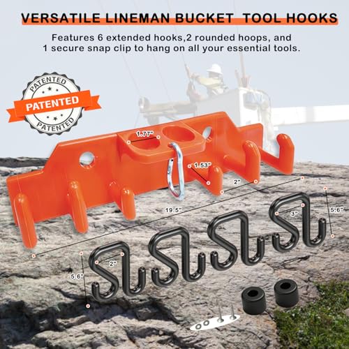 Lineman Tool Board, Bucket Truck Hook Organizer, Bucket Truck Accessories for Lineman, Including Four Hook for Aerial Baskets(Two 3” and Two 2”)