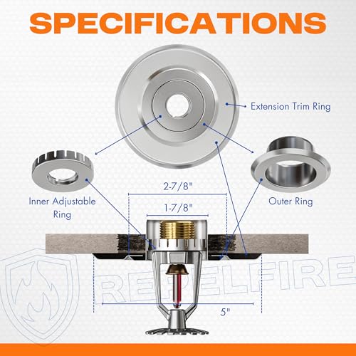 Extension Trim Ring for Recessed Fire Sprinkler Escutcheons - Chrome Oops Ring Cover Holes Up to 5 Inches when Paired with Recessed Escutcheon - Covers Miscuts, Damaged Drywall Around Sprinkler Heads - color: Chrome, size: 1 Pack