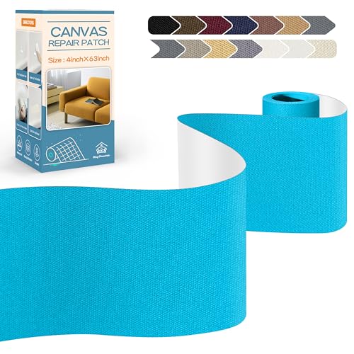 KING MOUNTAIN Canvas Repair Tape,Outdoor Gear Patch, 4×63 Inches,Waterproof,Self-Adhesive for Repairing Boat Covers,Sun Shades,Sofas,Tents,Lounge Chairs,Awnings (Blue) - color: Blue, size: Canvas-4"W×63"L