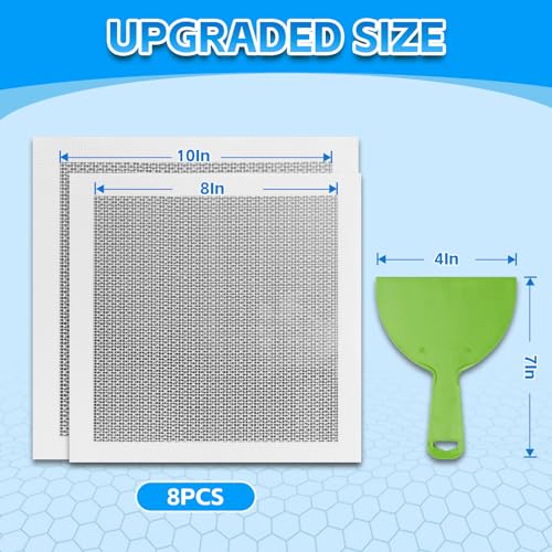 Wall Repair Patch Kit Upgraded Size, 8 Pcs 10/8 Inch Self Adhesive Pieces Aluminum Drywall Repair Kit, with Its Own Large Squeegee and Scraping, GMingZTong - size: 8 Pack 8/10 Inch