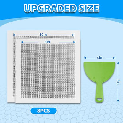 Wall Repair Patch Kit Upgraded Size, 8 Pcs 10/8 Inch Self Adhesive Pieces Aluminum Drywall Repair Kit, with Its Own Large Squeegee and Scraping, GMingZTong - size: 8 Pack 8/10 Inch