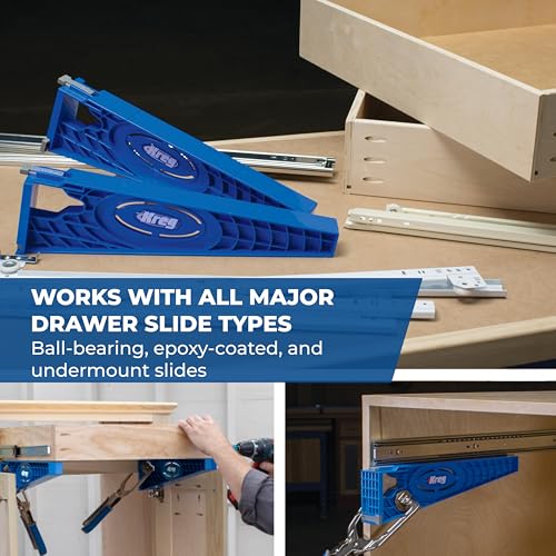 Kreg KHI-Slide Drawer Slide Jig - Drawer Slide Jig Kit - Drawer Slide Tool - for Cabinets, Drawers, Desks & More - Easily Install Drawer Slides - Set of 2
