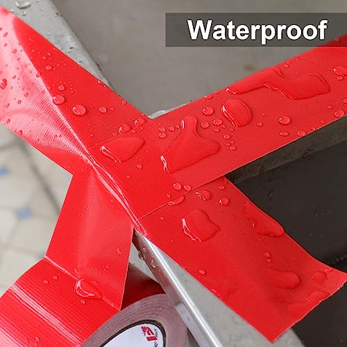 BOMEI PACK 3 Pack Duct Tape Red,2 Inch x 30 Yards,9 Mil Thick Heavy Duty Strong Tape Duct,Waterproof,No Residue,Flexible,Tear by Hand,Industrial Grade for Repairing,Fxing and Packaging (Red) - color: Red