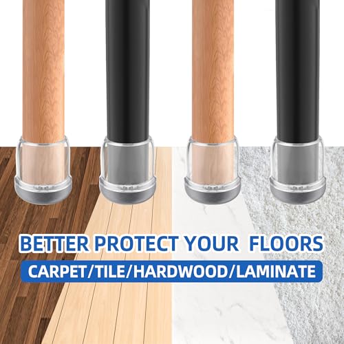 Small Chair Leg Floor Protectors for Carpet Hardwood Floors, Upgraded Chair Leg Caps with Graphene Fabric Bottom, No Hair Dust Clinging, 16 Pcs Clear Furniture Feet Covers Reduce Noise (Fit 0.8"-1") - size: Medium (Fit 0.8"-1")