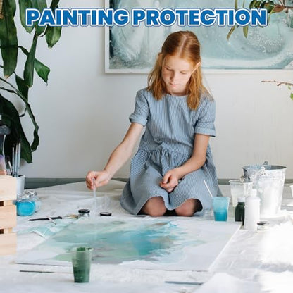 18 Pack Plastic Drop Cloth, 9 x 12 Feet Plastic Sheeting, Painter's Sheeting & Tarps for Painting, Dustproof Painters Plastics Tarp for Furniture Cover - color: 18p