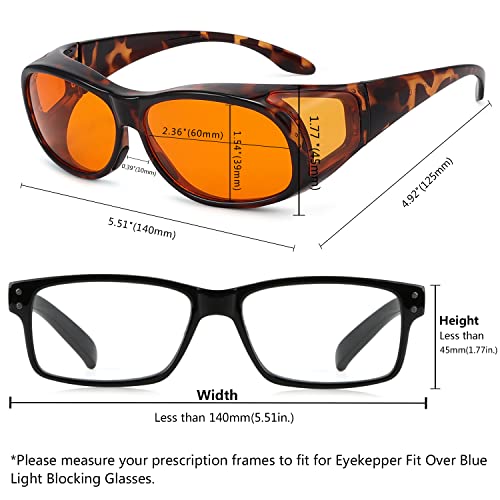 Eyekepper 100% Blue Reduction,Fitover Anti-Blue Blocking Computer Glasses with Extra Amber Lenses for Women, Tortoise - color: 1804-tortoise-100% Blue Light Blocking