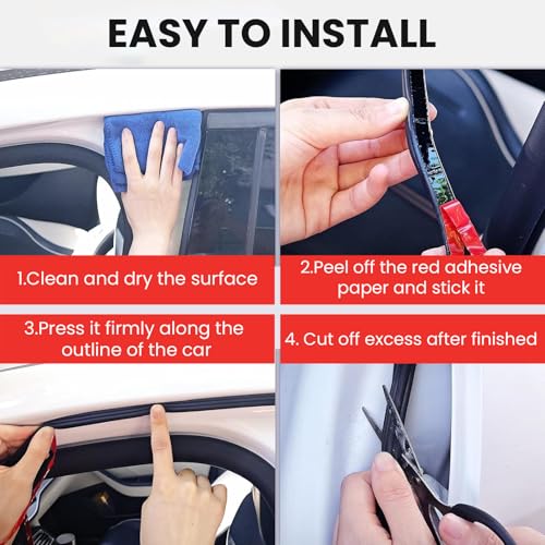 5-Hole Rubber Weather Stripping Door Seal, Car Door Seal Strip, Double Layer Car Weather Stripping, Self Adhesive Soundproofing for Car Truck RV Doors Windows (68FT) - size: 68FT