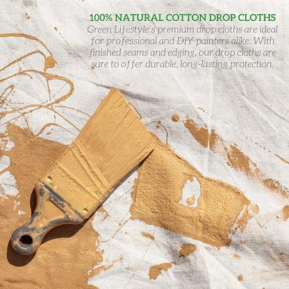 GREEN LIFESTYLE All Purpose Canvas Drop Cloths - Drop Cloth for Painting, Floor Cover, Heavy Duty Protection for Furniture & Surfaces, Reusable Painters Canvas Tarp for Renovation (2 Pack 4x10) - size: 2 Pack - 4x10