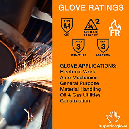 Superior Glove Dexterity Flame Resistant Arc Flash Electrcian Gloves with Neoprene Palm - S13FRNE - size: Large (Pack of 1)