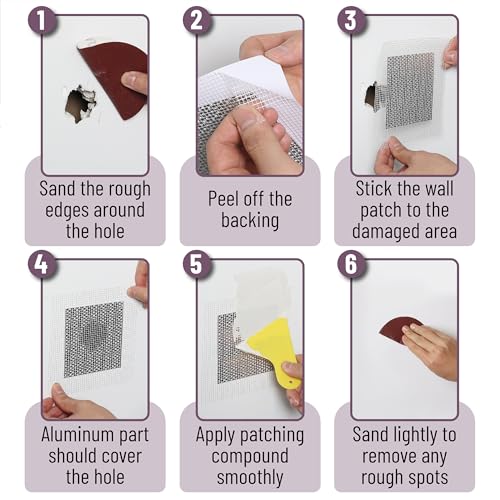 Bates- Drywall Repair Kit, 16 pcs, 4Inch, Dry Wall Patch Kits, Wall Repair Patch Kit, Wall Patch Repair Kit, Drywall Hole Patch, Drywall Patch Kit, Wall Hole Repair Kit, Drywall Patch Hole - size: 16 pcs, 4"